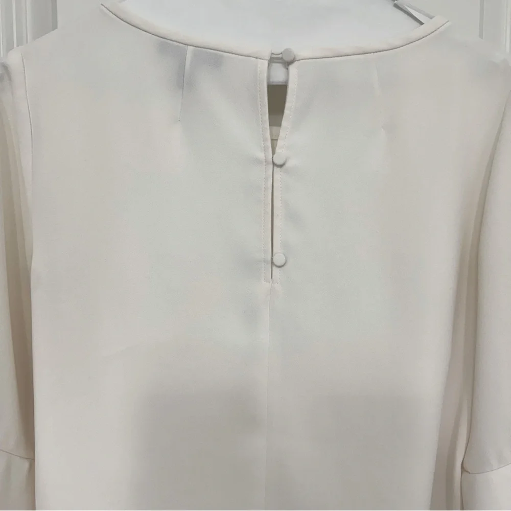 J. Crew Tiered bell-sleeve top in drapey crepe Ivory 2